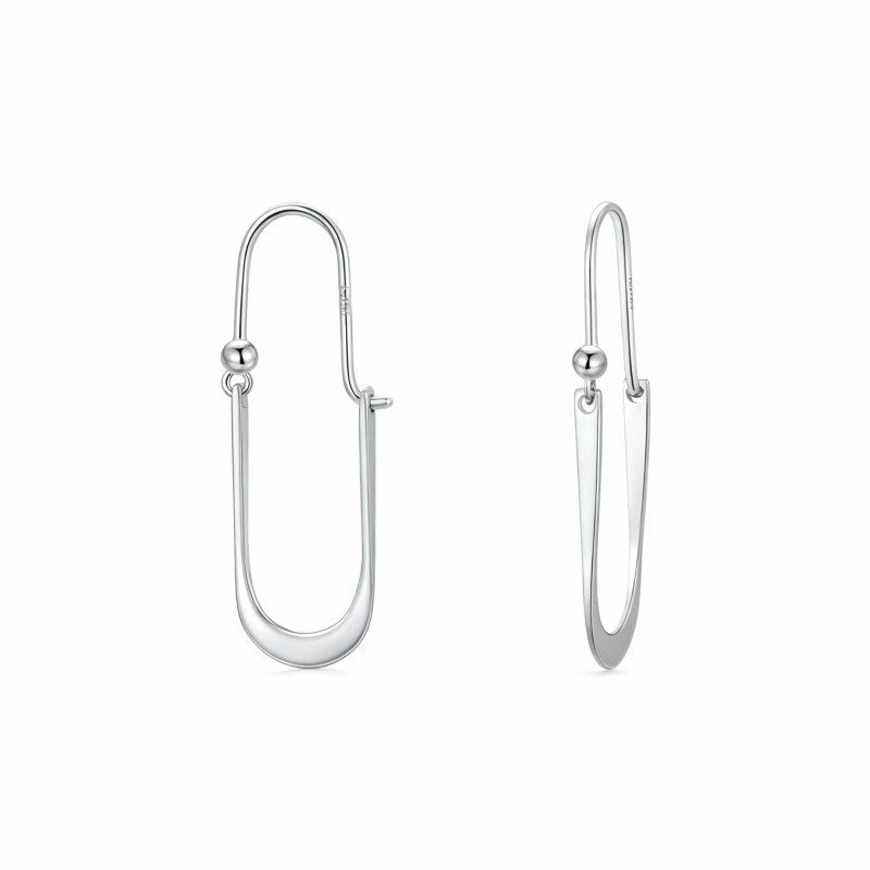 Boucles d'oreilles pendantes ovales en or blanc 18 carats-1