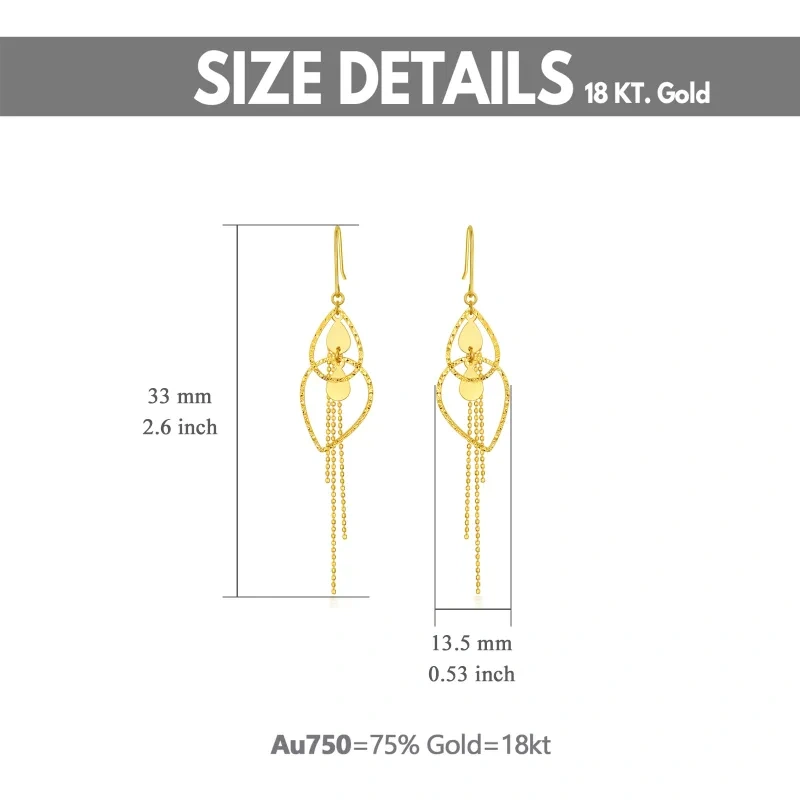 Pendientes colgantes ovalados de oro de 10 quilates-4