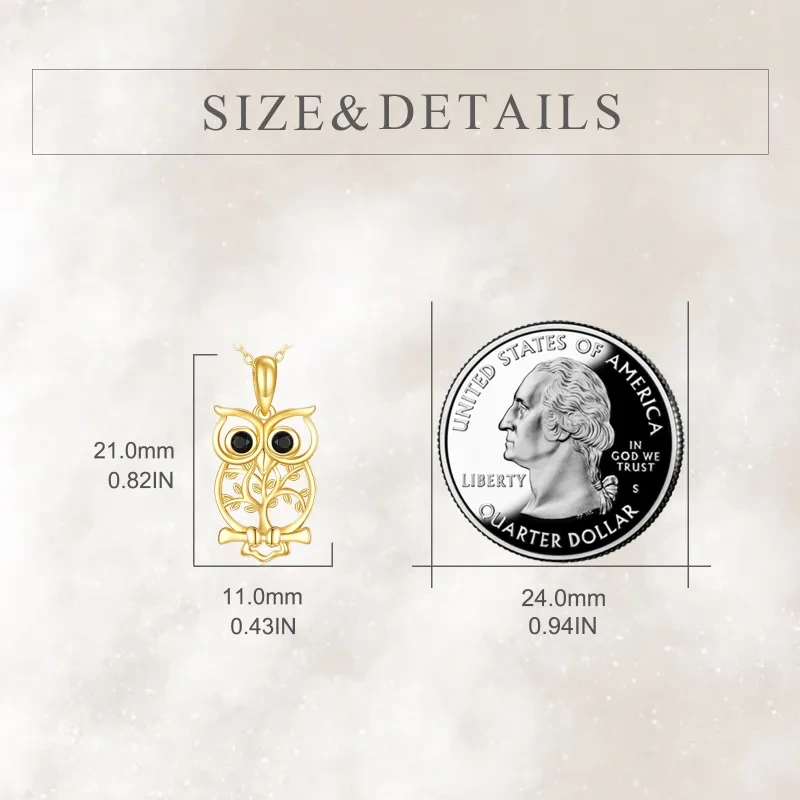 Naszyjnik z wisiorkiem w kształcie sowy ze złota 18K-5