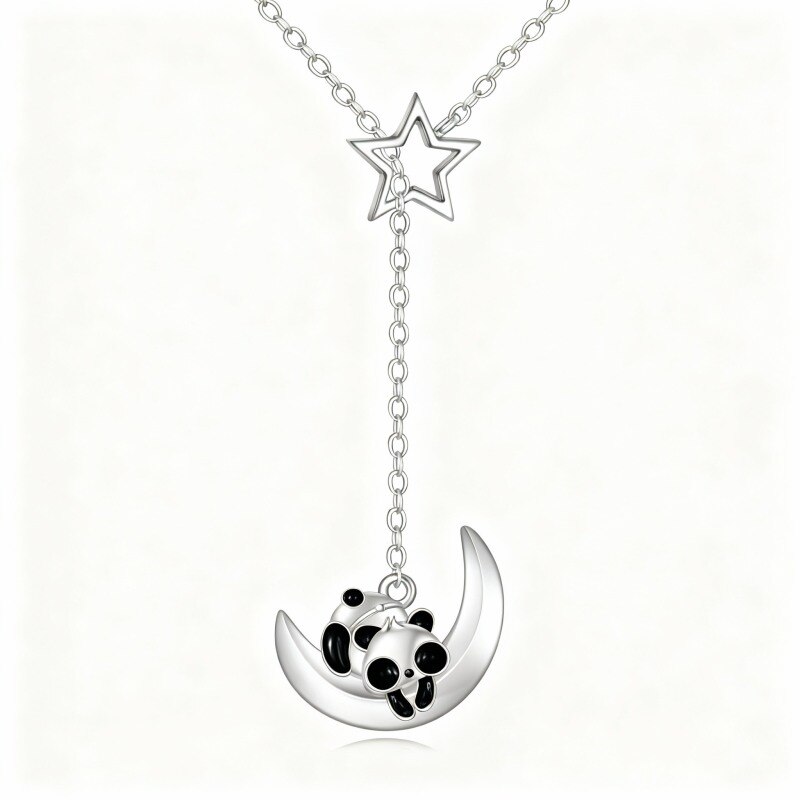 10K White Gold Panda Adjustable Y Necklace-17