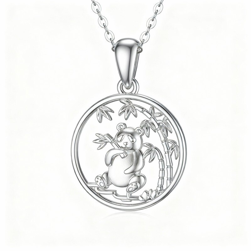 10K White Gold Panda Pendant Necklace-5