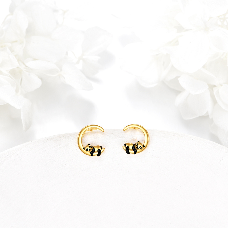 10K Gold Panda Stud Earrings-4