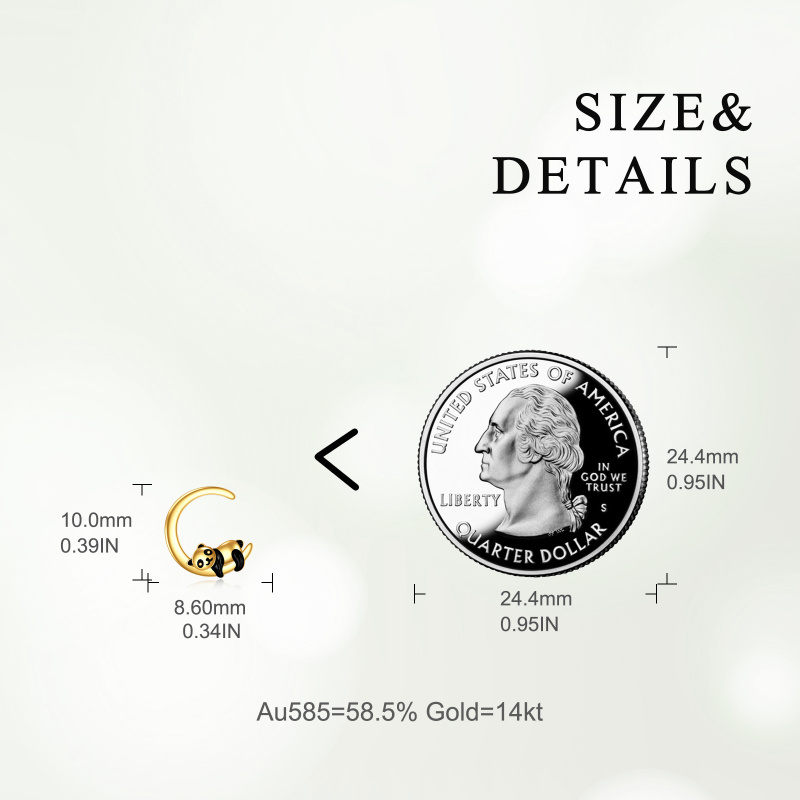 10K Gold Panda Stud Earrings-5