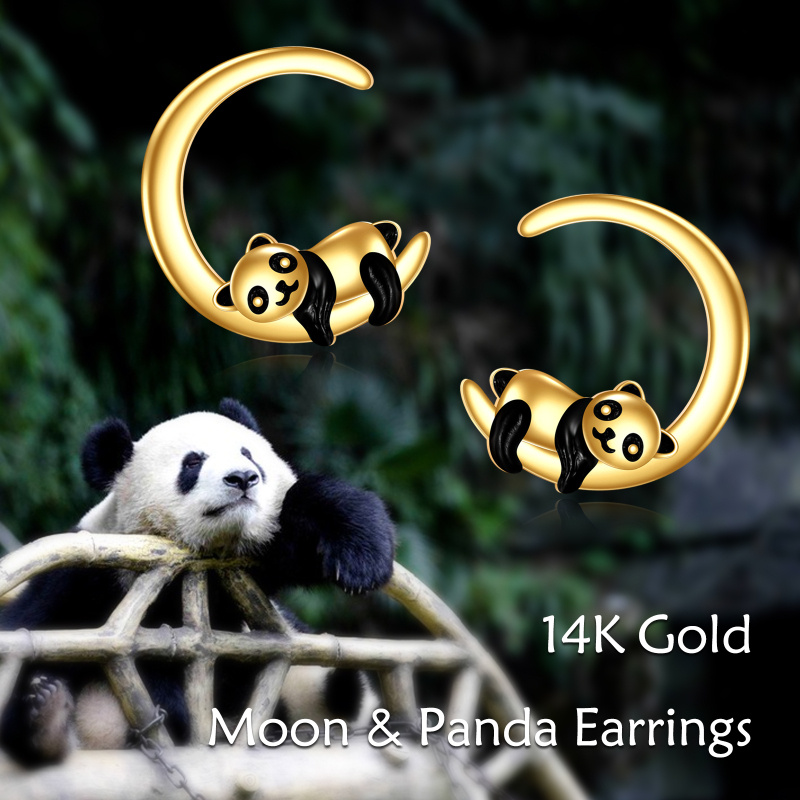 10K Gold Panda Stud Earrings-6