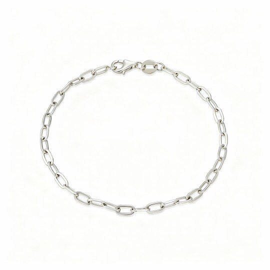 Pulsera de oro blanco de 10 quilates con forma de clip