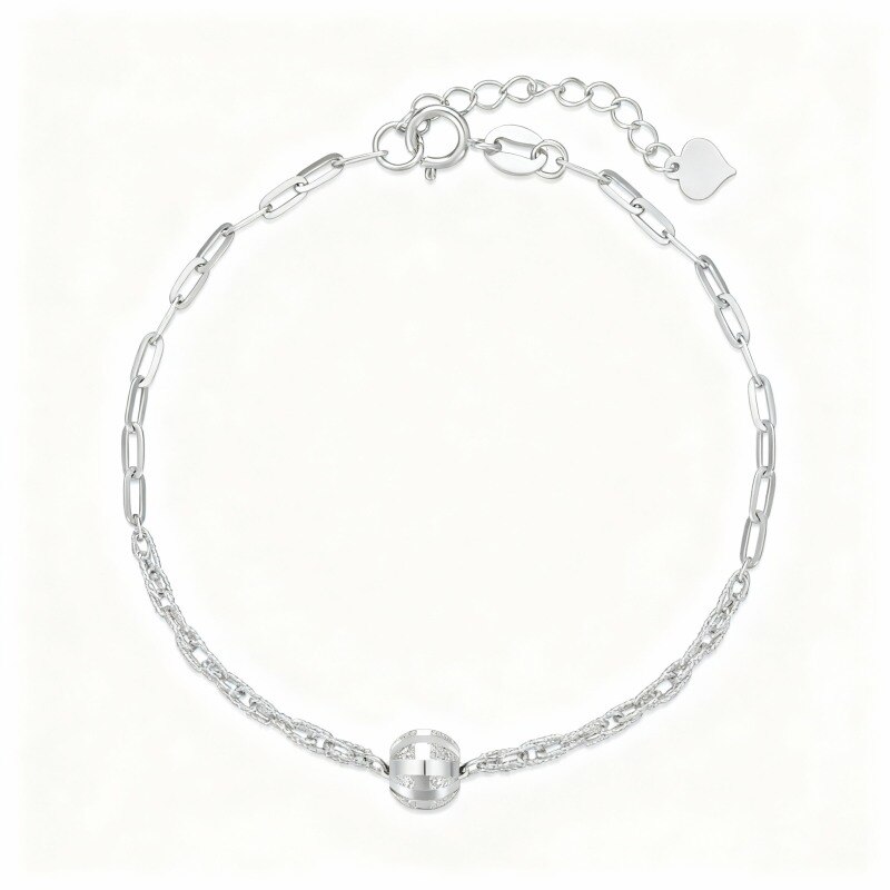 Pulsera de oro blanco de 14 quilates con forma de clip-1