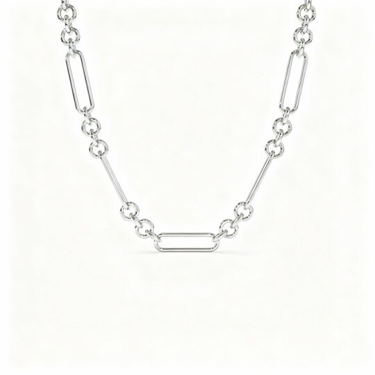 Collier chaîne trombone en or blanc 10 carats