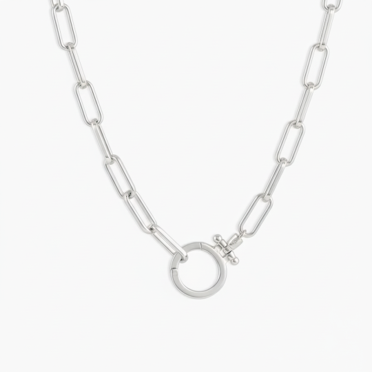 10K White Gold Paperclip Chain Necklace