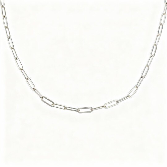 Collier en or blanc 10 carats avec chaîne trombone