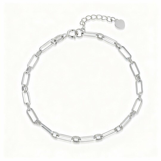 Chaîne de cheville simple en or blanc 10 carats avec trombone