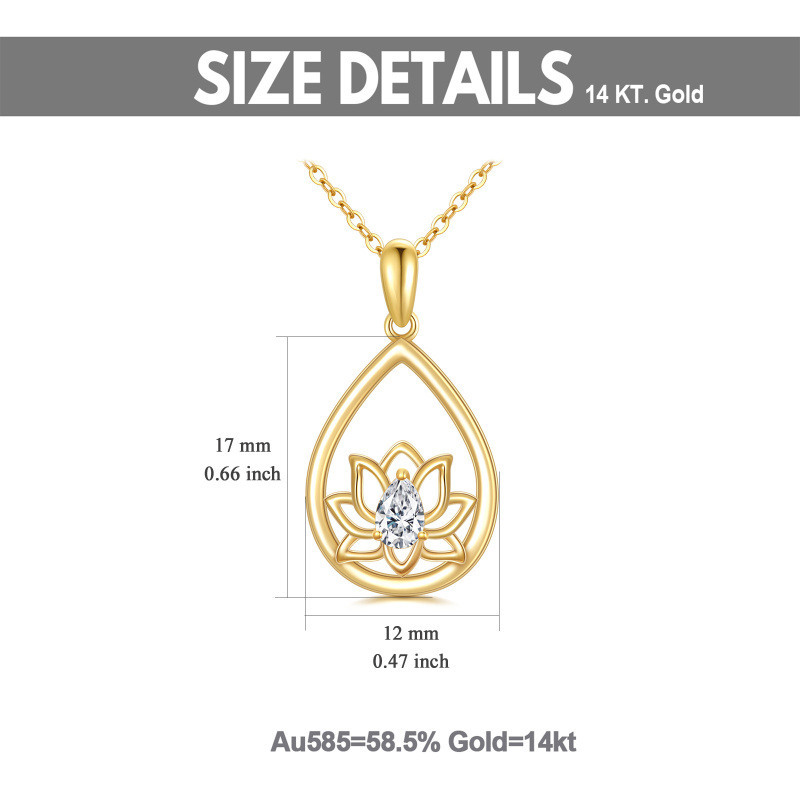 Collar con colgante de loto, abuela, madre y hermanas en oro de 14 quilates con circonita cúbica talla pera-5