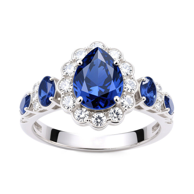 Bague de fiançailles en or blanc 10 carats, taille poire-1