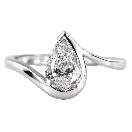 10K White Gold Pear Cut Lab-Grown Diamond Custom Engagement Ring D Color VVS1/VS1 Clarity 3EX IGI Certified