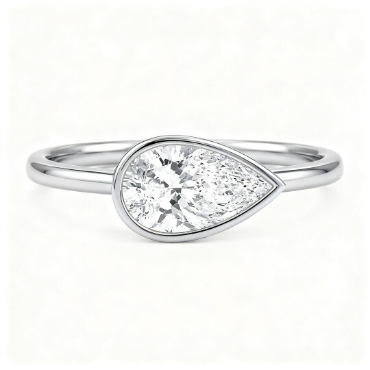 Verlobungsring aus 18-karätigem Weißgold mit birnenförmigem, im Labor gezüchtetem Diamanten, Farbe D, Reinheit VVS1/VS1, 3EX, IGI-zertifiziert