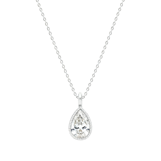 Collares de diamantes cultivados en laboratorio con talla de pera en oro blanco de 14 quilates