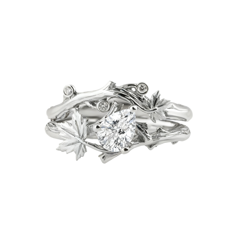 Ensemble de mariage en or blanc 10 carats et moissanite taille poire-19
