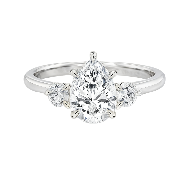Anillo de compromiso de oro blanco de 18 quilates con moissanita talla pera-1