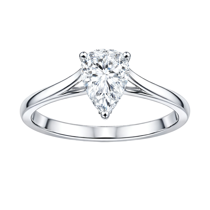 Anillo de compromiso de oro blanco de 10 quilates con moissanita talla pera-1