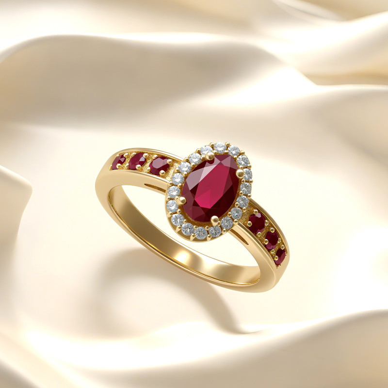 Bague de fiançailles en platine plaqué or blanc avec rubis taille poire-2