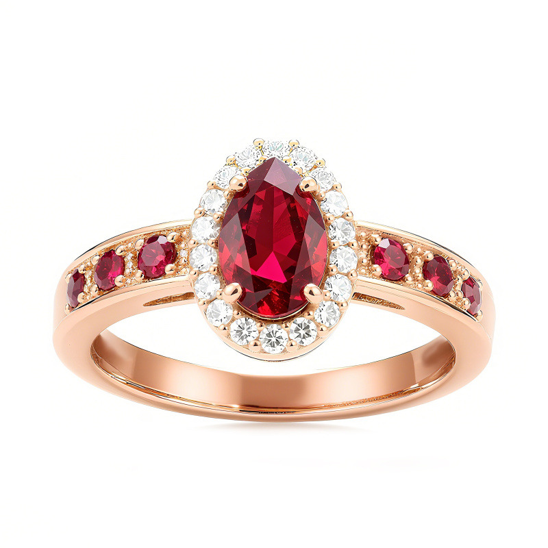 Bague de fiançailles en platine plaqué or blanc avec rubis taille poire-5