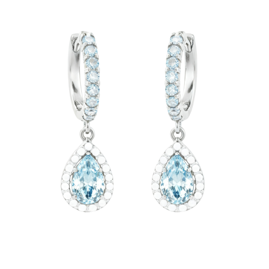 Pendientes colgantes de oro blanco de 18 quilates con topacio talla pera.