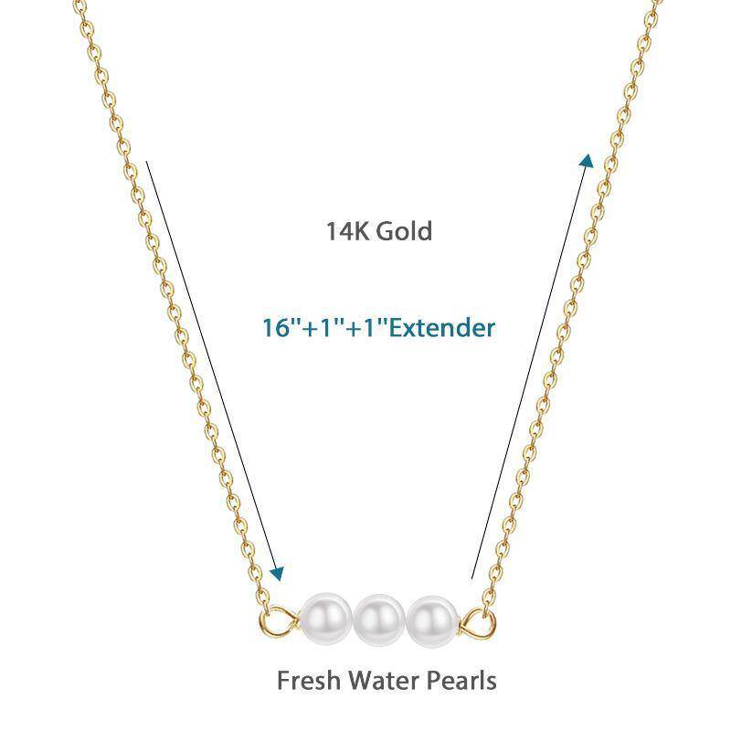 10K Gold Pearl Bar Pendant Necklace-5