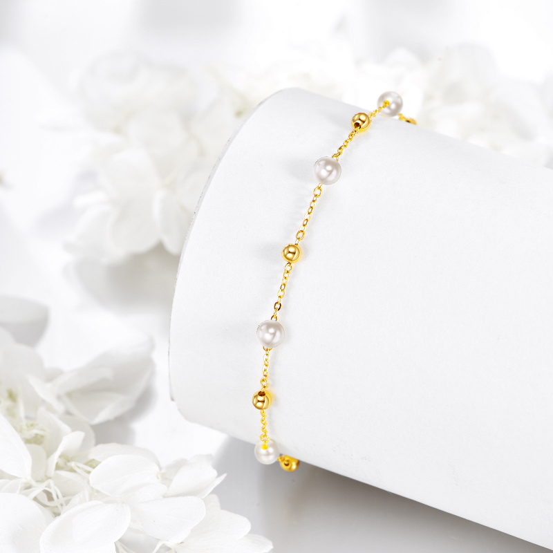 Bracelet à maillons en or 10 carats avec perles et perles de culture pour femme-3