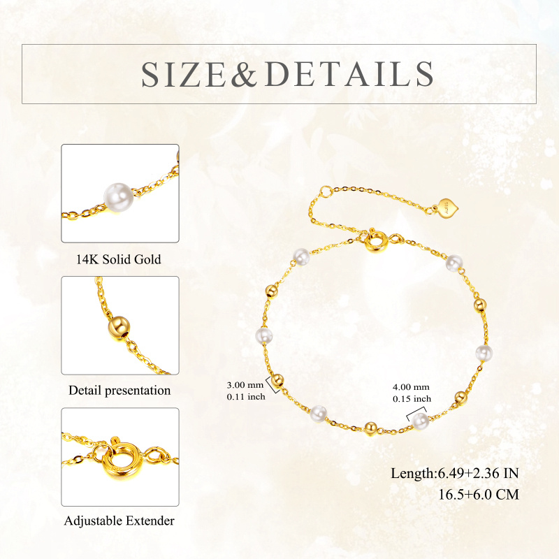 Bracelet à maillons en or 10 carats avec perles et perles de culture pour femme-5