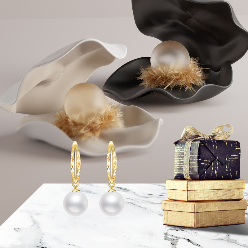 Pendientes colgantes de perlas en oro blanco de 18 quilates-5