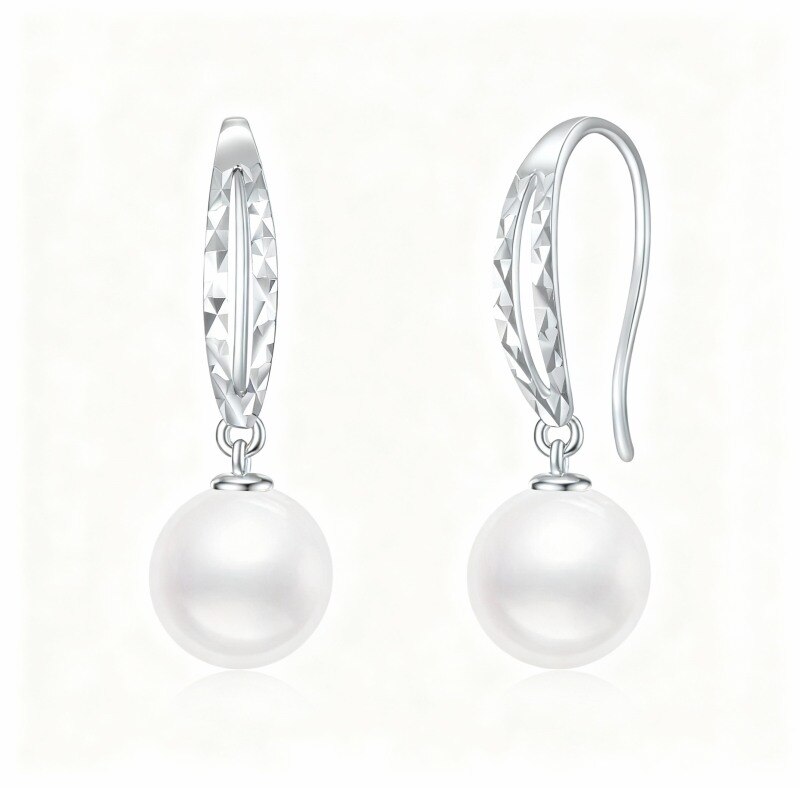 Pendientes colgantes de perlas en oro blanco de 18 quilates-1