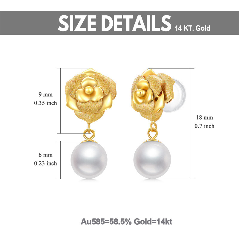 10K Rose Gold Pearl Bead Drop Earrings-5