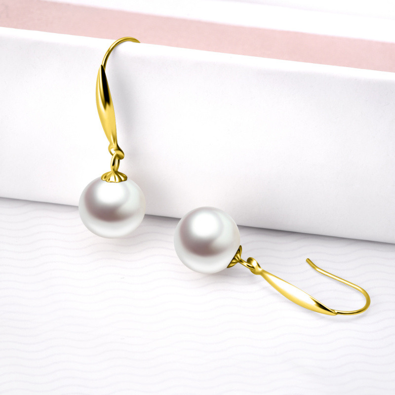 Boucles d'oreilles pendantes en or 14 carats et perles-3
