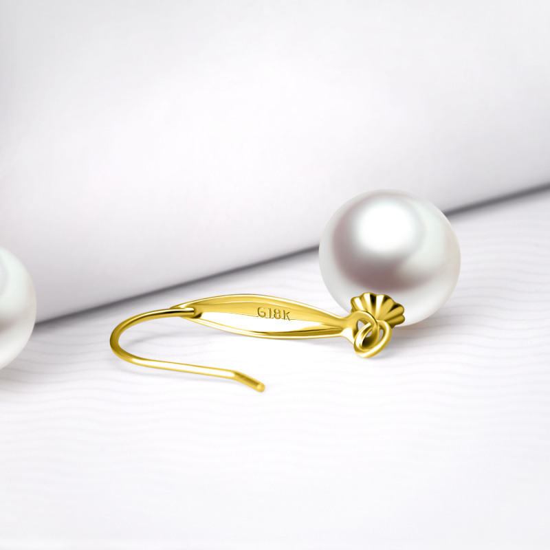 Boucles d'oreilles pendantes en or 14 carats et perles-4