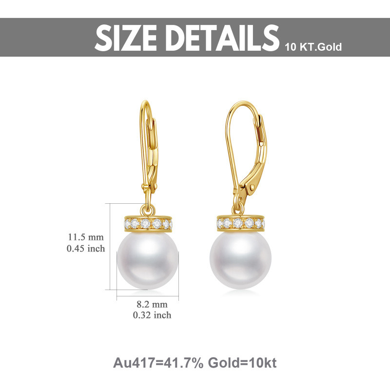 14K Gold Pearl Bead Drop Earrings-4