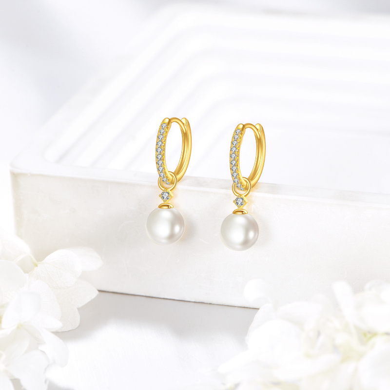 10K Rose Gold Pearl Bead Drop Earrings-3
