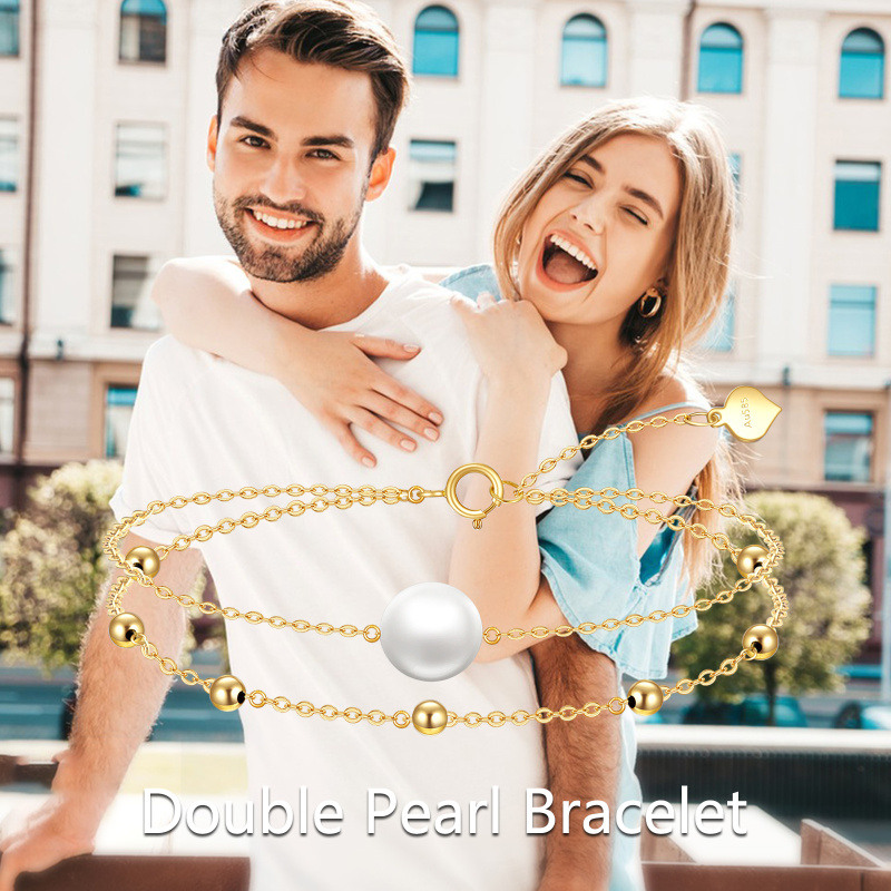 18-karätiges Goldperlenarmband mit mehreren Lagen-5