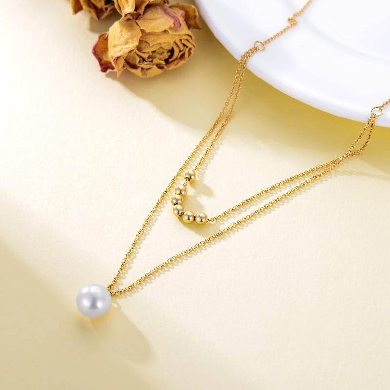 Collar con colgante de perlas chapado en oro blanco y platino-4