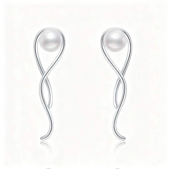 Boucles d'oreilles puces en or blanc 10 carats et perles