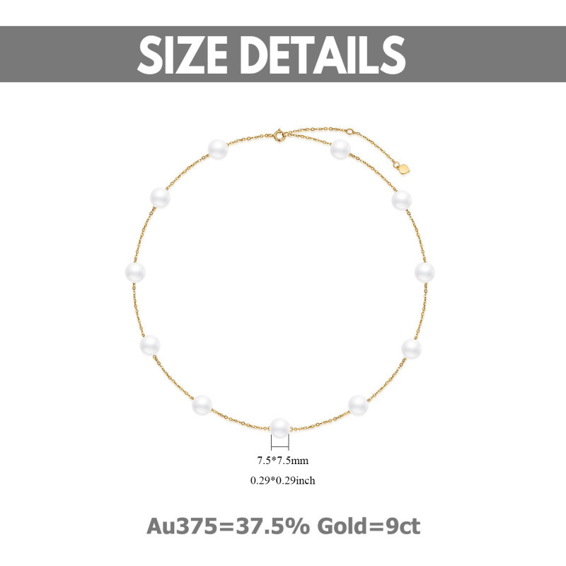 Collar gargantilla metálica Ginsberg de oro blanco de 14 quilates con perlas-4