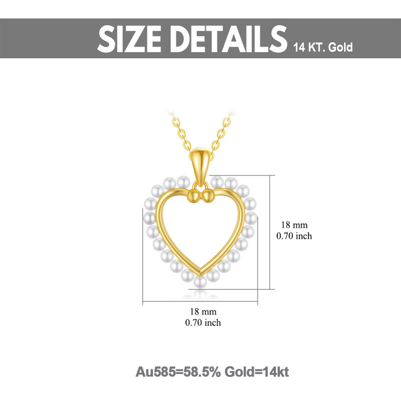 Platinum with White Gold Plated Pearl Heart Pendant Necklace-5