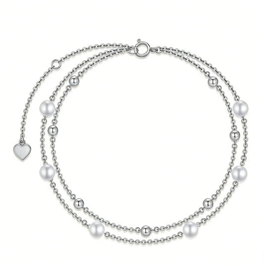 Pulseira em camadas com pérolas em ouro branco 10K