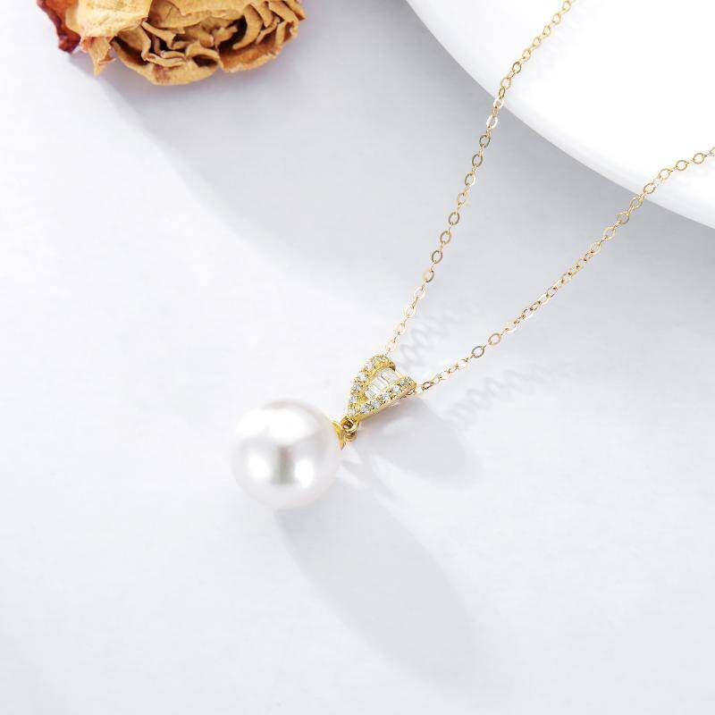 Collar con colgante de perla de oro de 14 quilates-4
