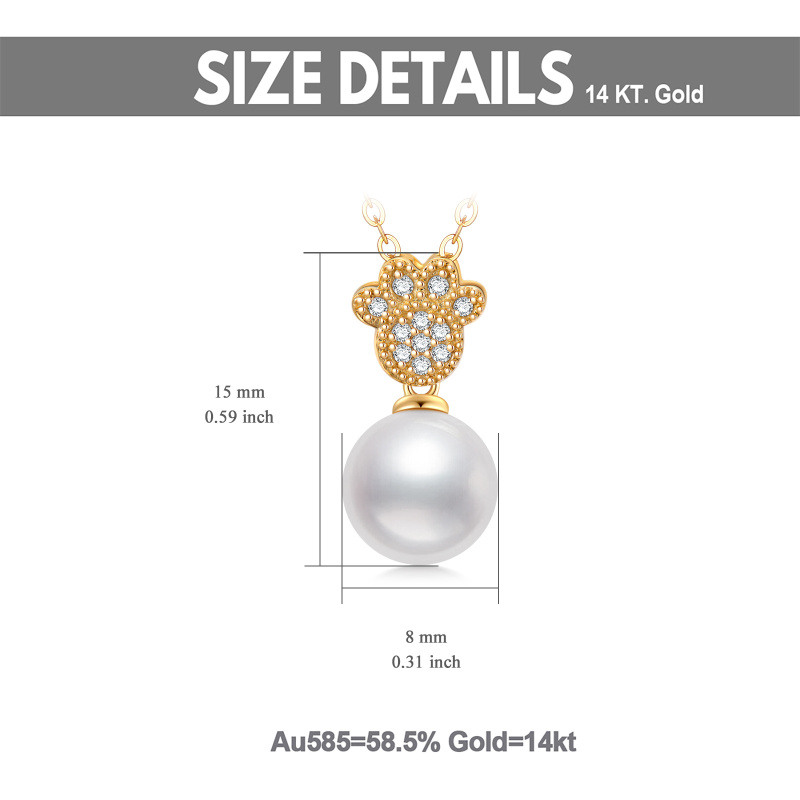 10K White Gold Pearl Paw Pendant Necklace-3