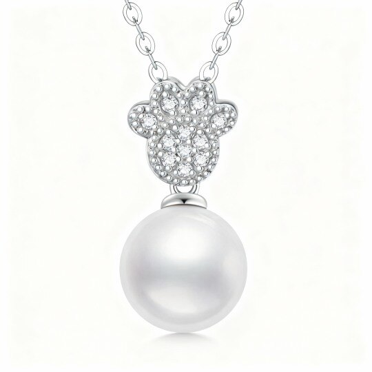 10K White Gold Pearl Paw Pendant Necklace