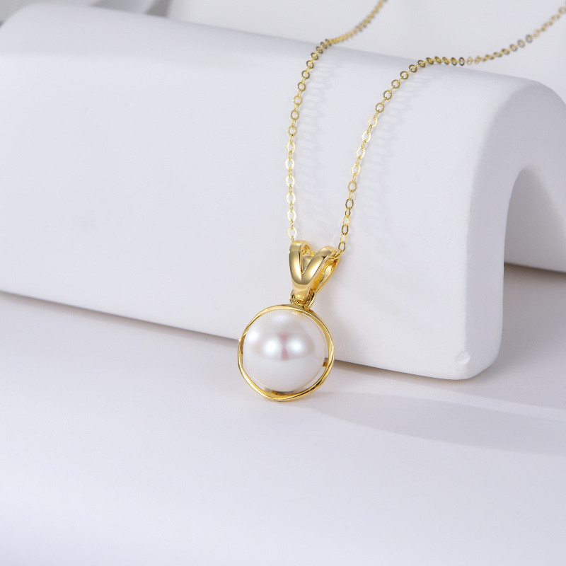 Collier pendentif en or 10 carats et perle-3