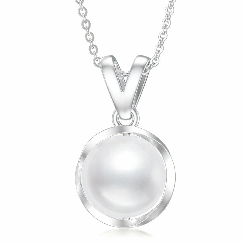 Collier pendentif en platine plaqué or blanc et perle-1