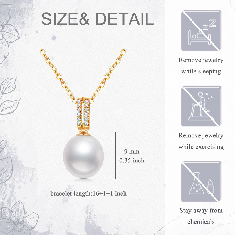 Collier pendentif rond en or 10 carats et perle-5