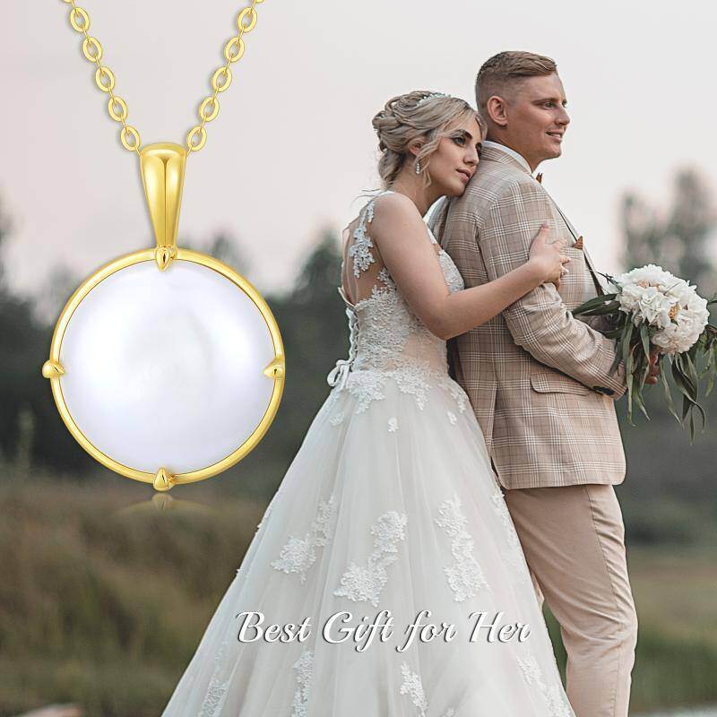 Naszyjnik z perłami w kształcie kuli ze złota 18K-5