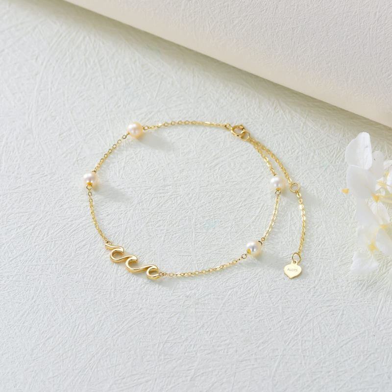 18K Gold Pearl Spray Charm Bracelet-4