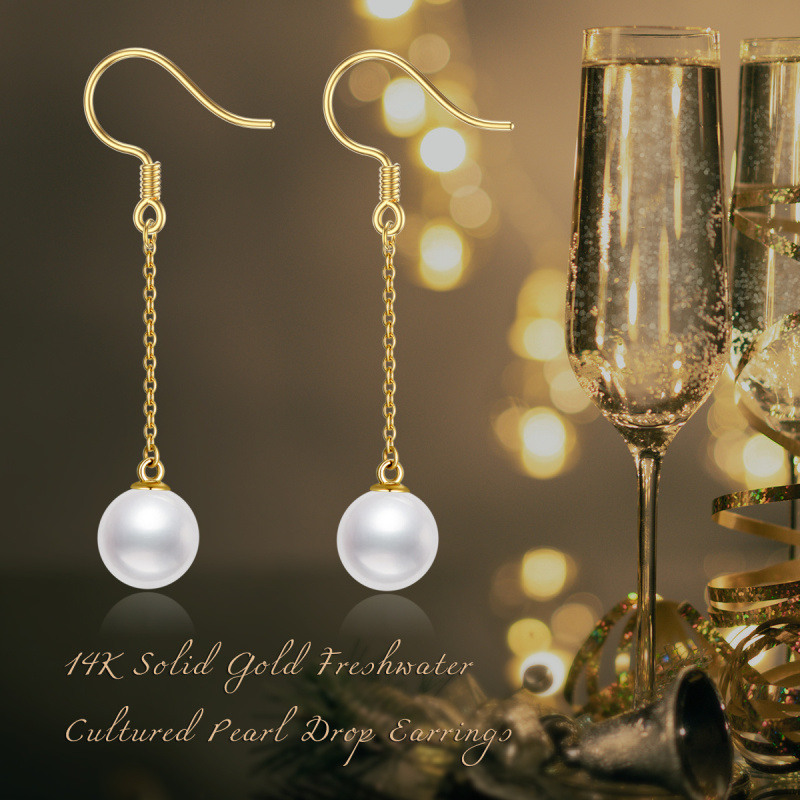 Pendientes de perlas de oro rosa de 10 quilates-6